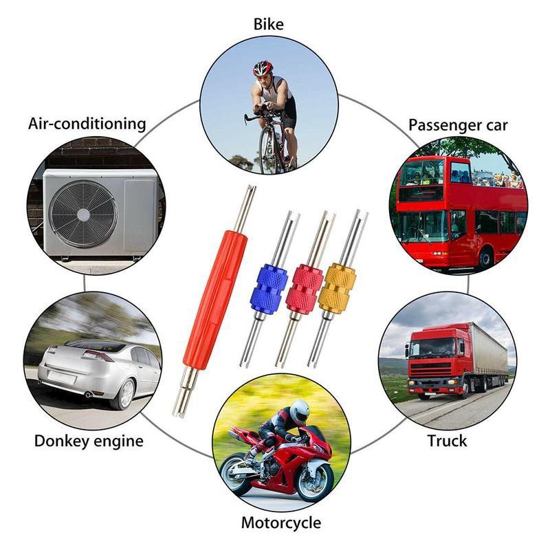 4 Pcs/set Universal Car Tire Valve Core Stems Removal Wheel Repair Double Head Tools Motorcycle Installation Wrench Tools
