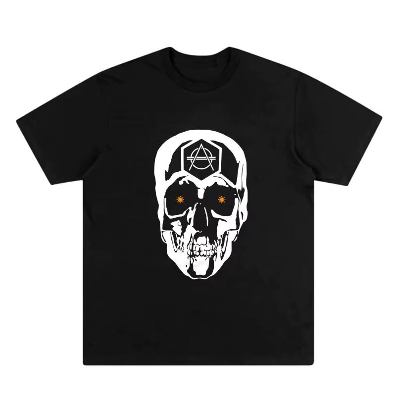 

Trend Unisex Electronic DJ Skull Head Design Short Sleeve Diablo Instagram Style Loose Casual Top 4XL