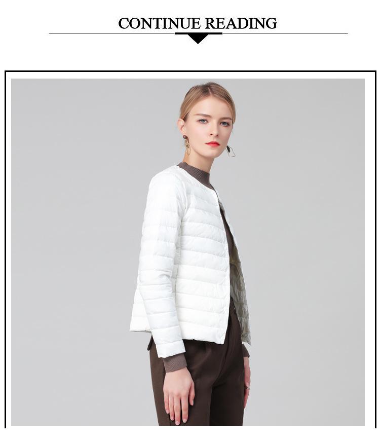 2025 Women's Round Neck White Duck Down Jacket – Comfortable, Versatile, Short, Solid Color, Cold Protection