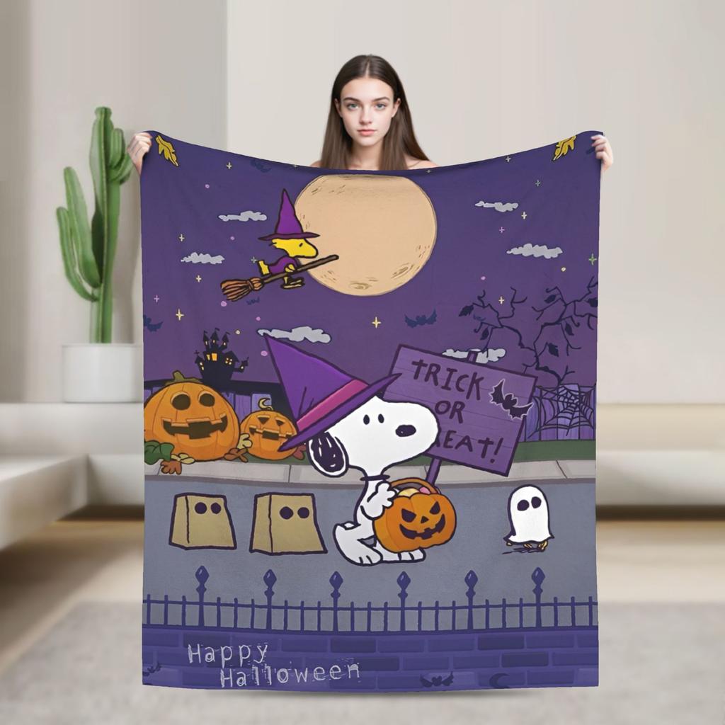 Snoopy Cartoon Dog Pilot Blankets Fleece All Season Multi-function Lightweight Throw Blanket for Bed Office Bedding Throws