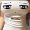 3D Big Eyes Tight Top for Women - Sweet Broadcast & Internet Celebrity Style