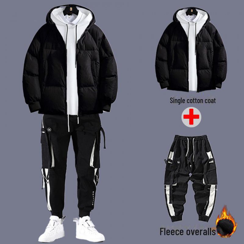 Men's 2020 Autumn/Winter Thick Cotton Three-Piece Suit: Winter Coat with Plus Velvet Sweater