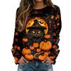 Women's Casual Halloween Print Raglan Long Sleeve Neck Sweatshirt Top