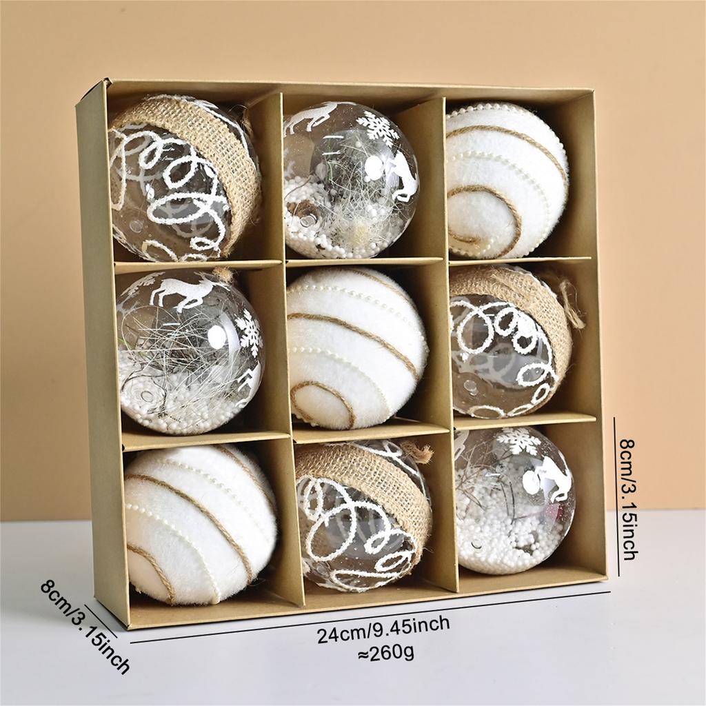 Transparent Gold Glitter Christmas Ornaments, Creative Linen Christmas Balls, Christmas Tree Decorations, Party Ornaments