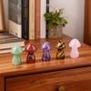Mini Mushroom Gemstone Sculpture Cute Natural Healing Stone Polished Mushroom Figurine for Home Crafts Flower Pot Decor Gifts for Women Men