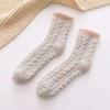 Coral Fleece Socks Women's Autumn and Winter Thickened Twist Half Fleece Socks Adult Home Floor Confinement Plush Sleep Socks