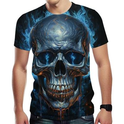 Totenkopf T-Shirts für Herren Neuheit 3D Bedruckte Hemden Sommer Grafik Top
