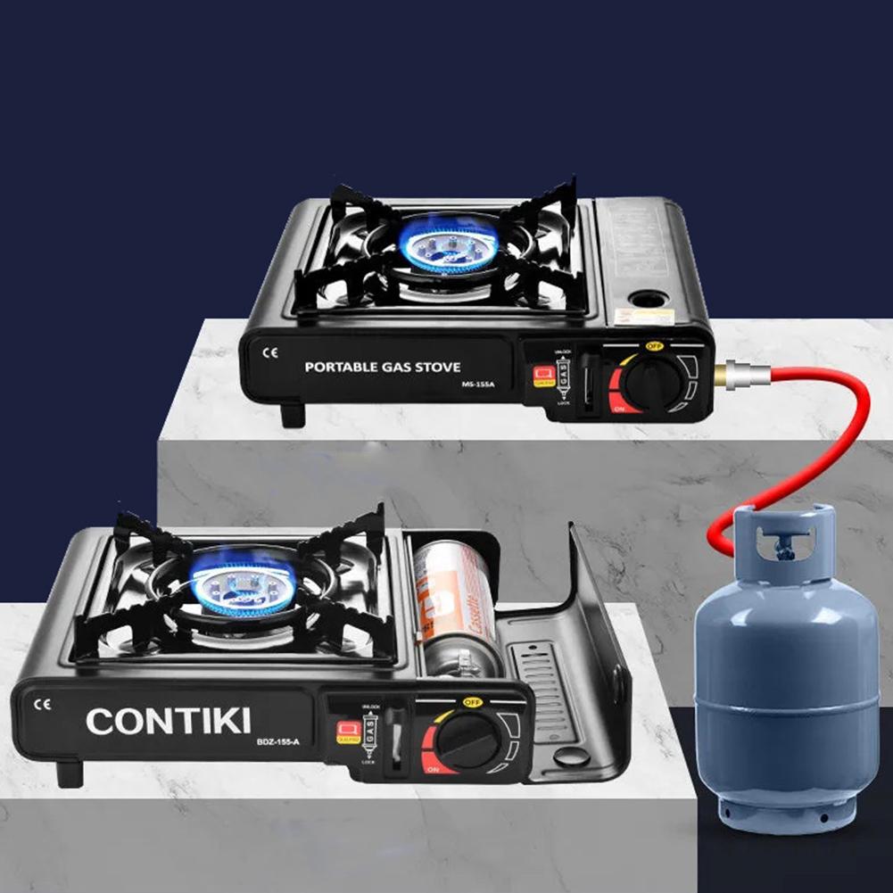 Portable Burner Stainless Steel Camping Gas Stove with Carry Case Outdoor Gas Tank Stove for Outdoor Hiking Camping Road Trips