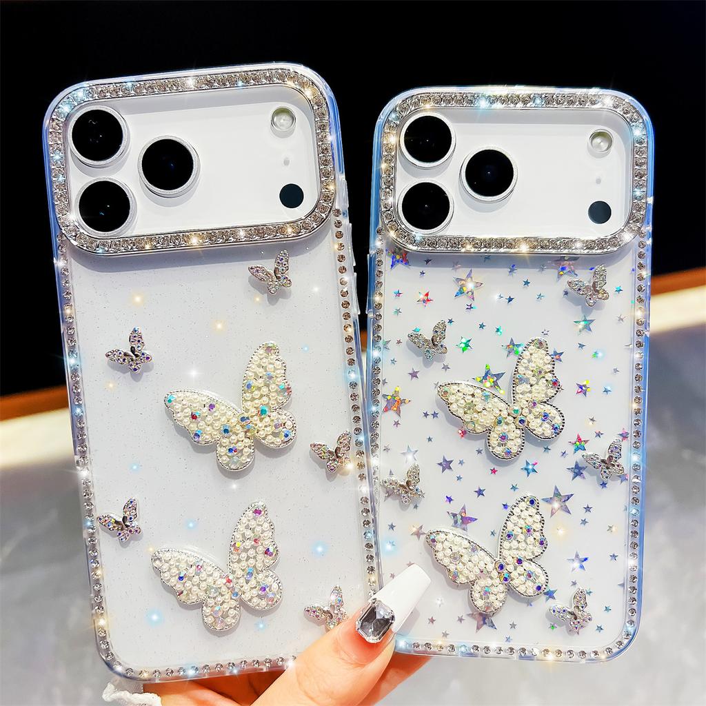 Handmade Sparkly Diamond Butterfly Swarm IMD Phone Case, Compatible with iPhone 13,iPhone 14,iPhone 15,iPhone 16,iPhone 17 Series