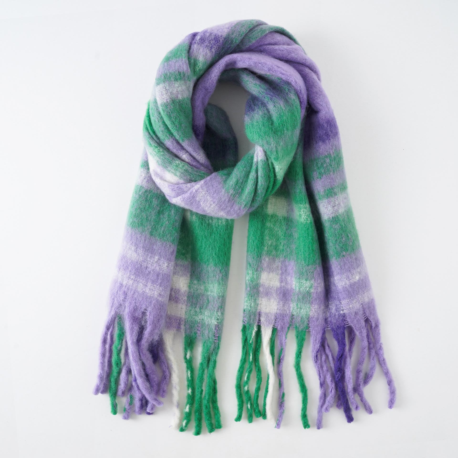 Luxe Kasjmier Dames Geruite Sjaal Winter Warme Sjaal En Wikkel Bandana Pashmina Lange Kwastjes Vrouwelijke Foulard Dikke Deken blue