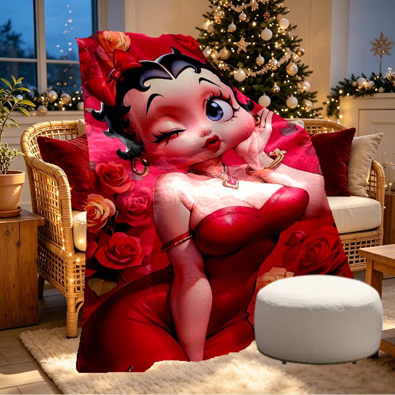 Betty Boop Print Blanket - Soft & Comfortable, for Bedroom, Travel, Sofa, Home Decoration - Birthday Christmas Gift for Friend
