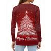 Damenmode Lässig Schlitzsaum Rundhals Langarm Locker Weihnachten Bedrucktes T-Shirt Damen Oberteil