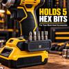5-Slot Side-Mount Bit Holder Compatible with DeWalt 20V Drill, 1/4" Hex Screwdriver Bit Storage Organizer for Impact Driver