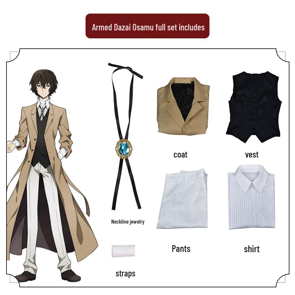 Bungo Stray Dogs Dazai Osamu & Nakahara Chuuya Anime Cosplay Kostymesett Tilgjengelig