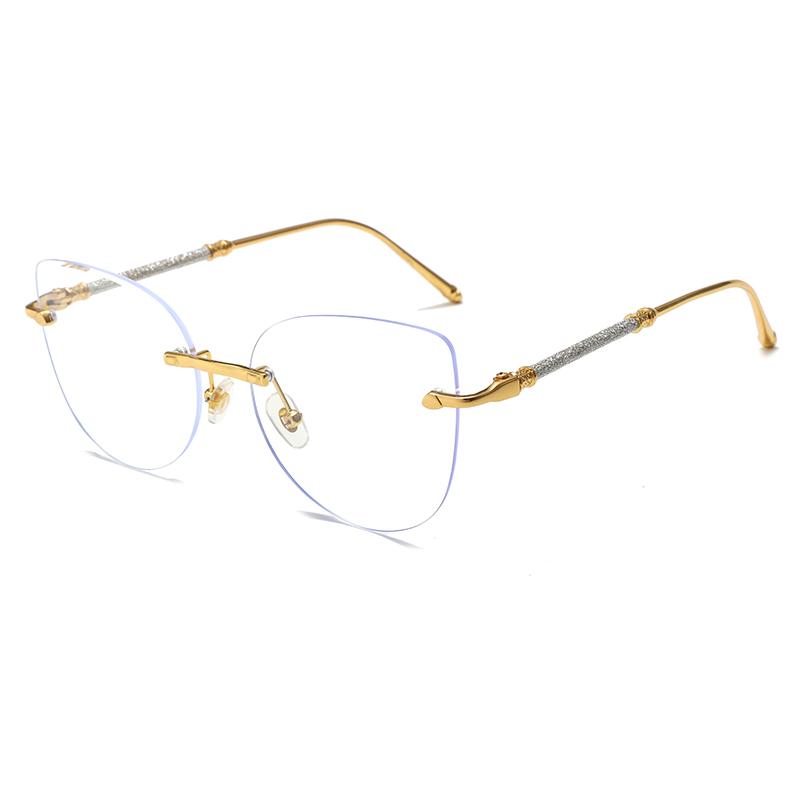 

Cat s Eye Frameless Glasses For Women Men Rimless Transition Shades Borderless Eyeglass Anti Blue Light Glare Metal Frame Sunglasses C1