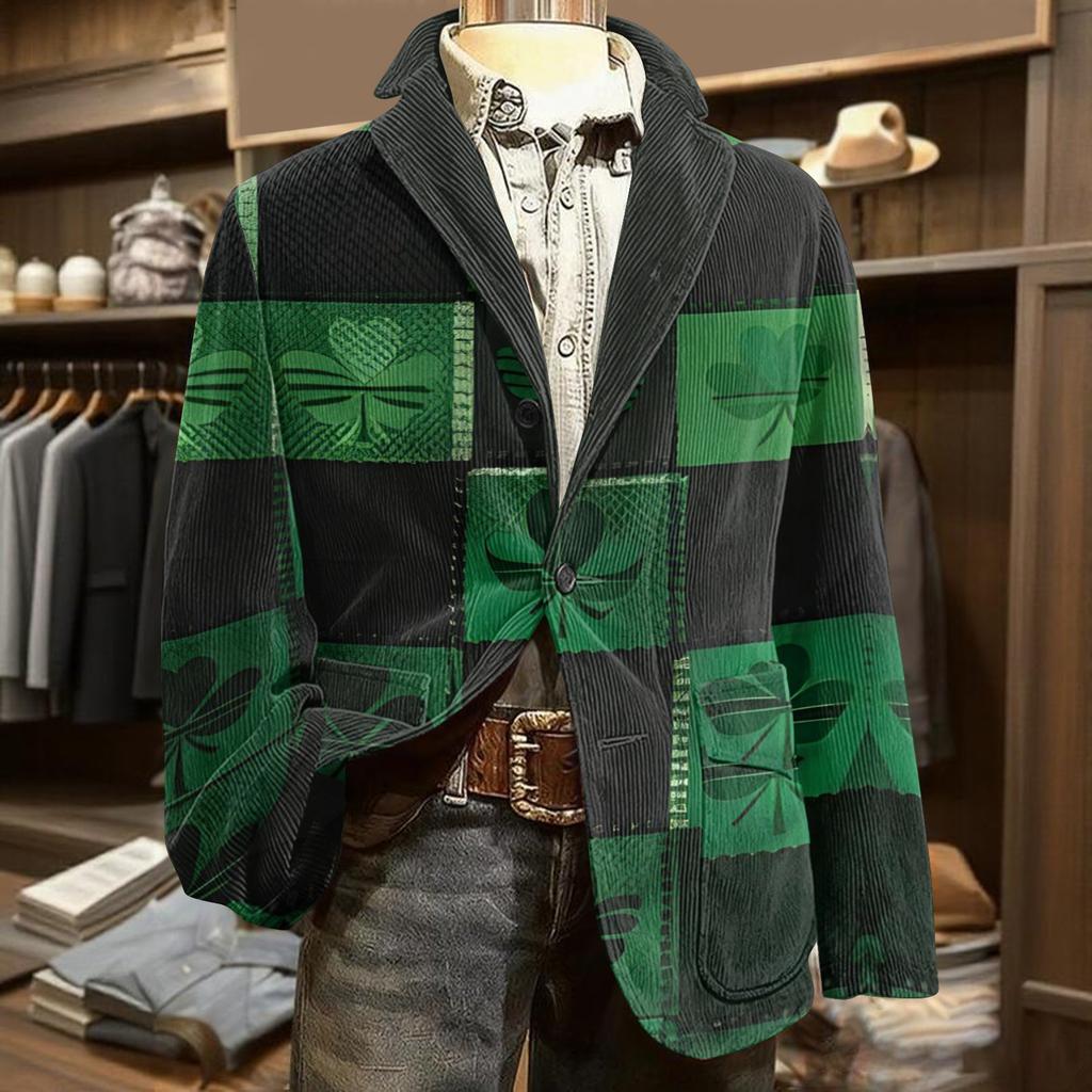 Herren Druck Kord Warm Taschen Anzugjacke Cardigan Herren Freizeitanzug