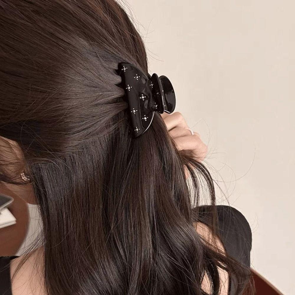 Rhinestone Transparent Acetate Hair Claw Butterfly Rhinestone Hair Claw  Streetwear