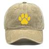 Golden Cat Paw Print Snapback Sun Hat, Mesh Hat Cozy Leisure Casual Breathable Adjustable Baseball Cap