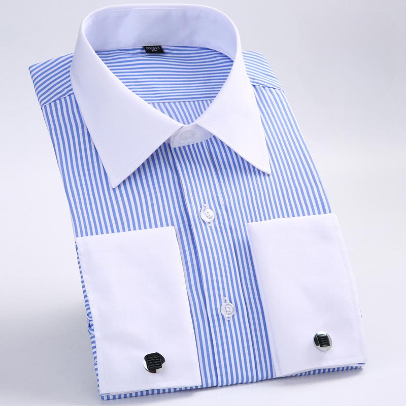 Men's Spring and Fall Business Shirt Striped Casual Shirt Large Size Long Sleeve Shirt