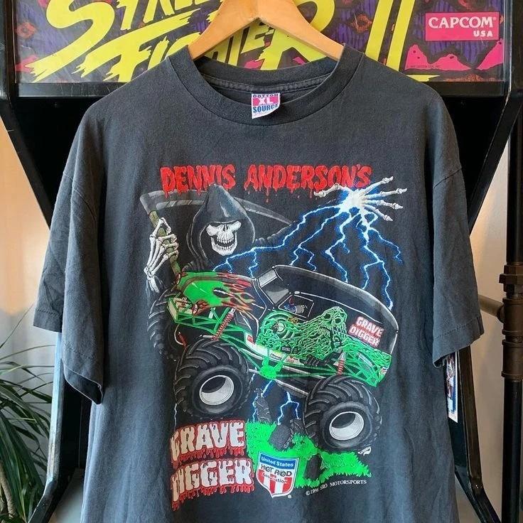 Vtg 90s Grave Digger band Monster Truck Retro style Black T shirt Vtg S5XL XXXL