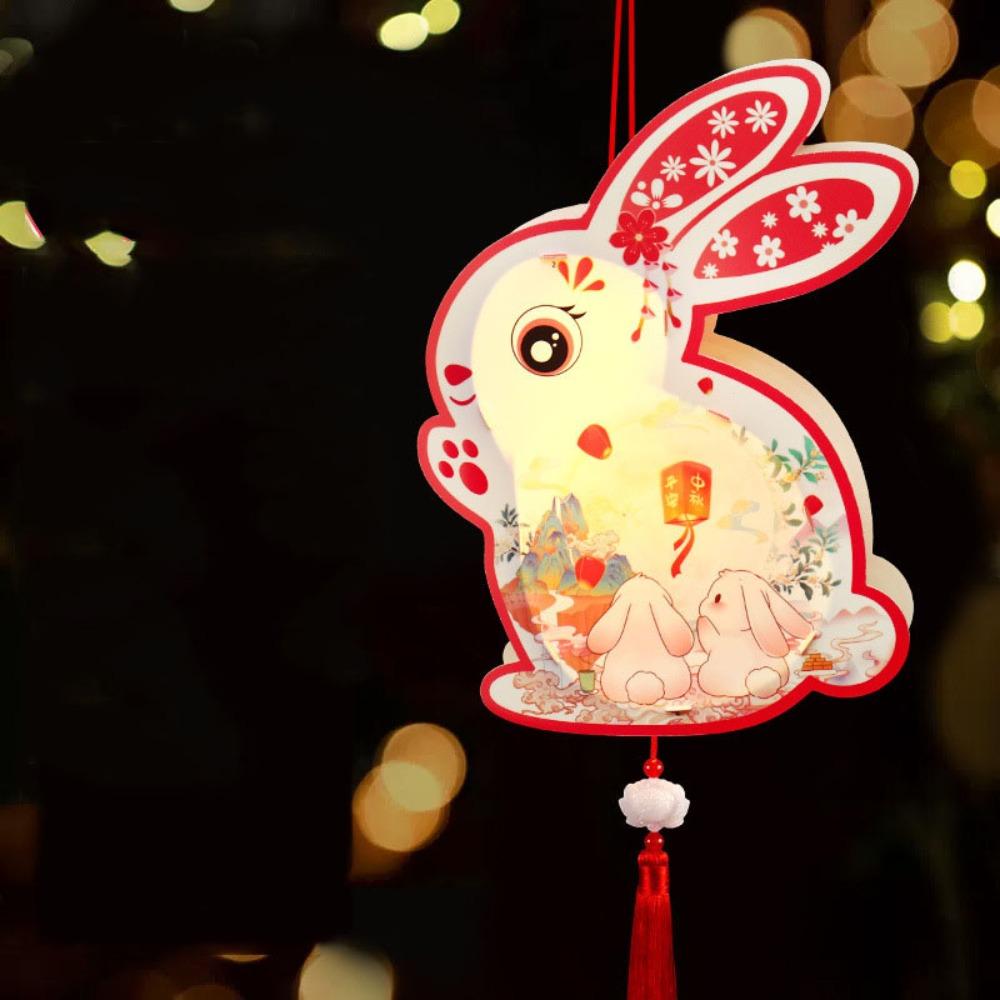 Luminous Mid-Autumn Festival Lantern Cartoon Lantern DIY Material Package Rabbit Lanterns  Gifts