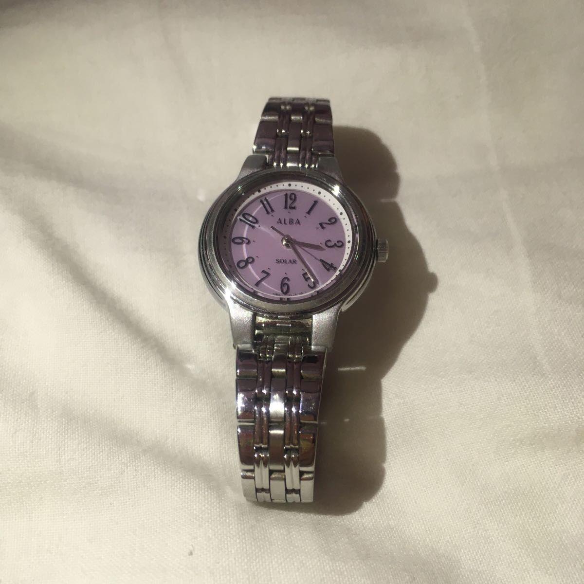 ALBA SOLAR ladies watch silver purple dial