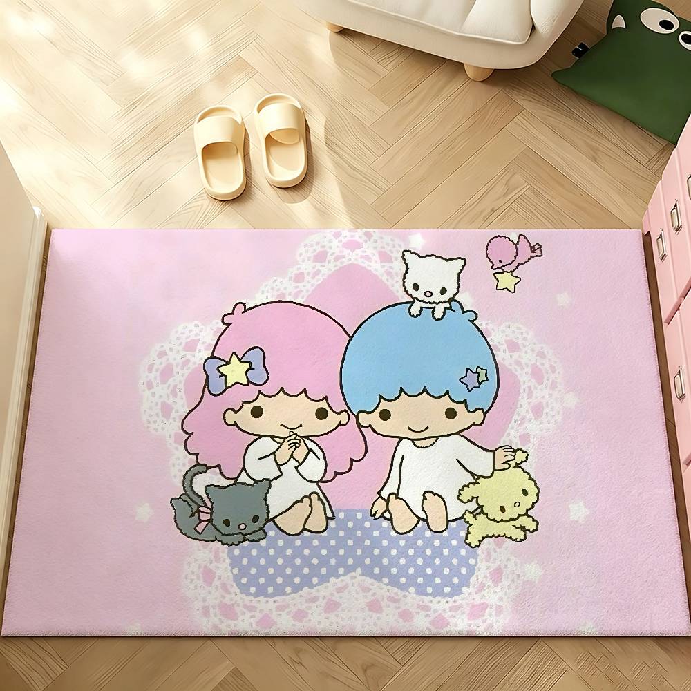 The Kawai L-Little Twin S-Star Cute Carpet Bathroom Anti-slip Mat Door Mat Home Decoration Mat Entrance Mat Scratch-resistant