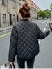 Thin Short Rhomboid Winter Jacket with Turn Down Collar