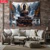 Buddha Zen Meditation Waterfall Landscape Wall Tapestry Spiritual Art Print Yoga Room Decor Peaceful Home Decor 2d Flat Printing