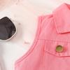 Girls' Pink Vest & Pleated Skirt 2Pcs Casual Outfit
