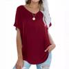 2026 Women's Loose Solid Color V-Neck Casual Summer T-Shirt