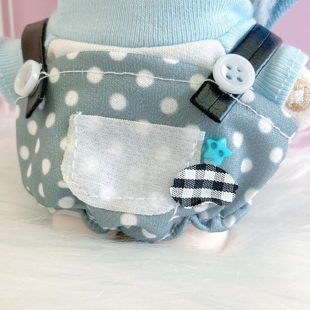 Casquette, Shirt, and Polka Dot Overalls Set for 10cm Plush Toy, Kigurumi Accessories, Otaku Activities, Doll Mascot, Kpopdoll Costume [Used]