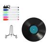 Retro Wall Decorations Vinyl Record DIY Graffiti Clock Ornament, Blank Acrylic Tabletop Reusable Drawing Surface Decor with Stand, Personalized