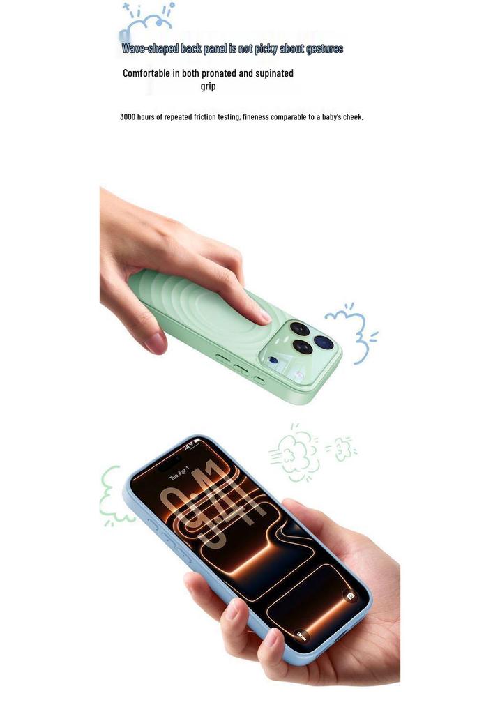 Liquid Silicone Ripple Pattern Magnetic Phone Case for iPhone 17 Pro Max with Button for Apple 16 and 15
