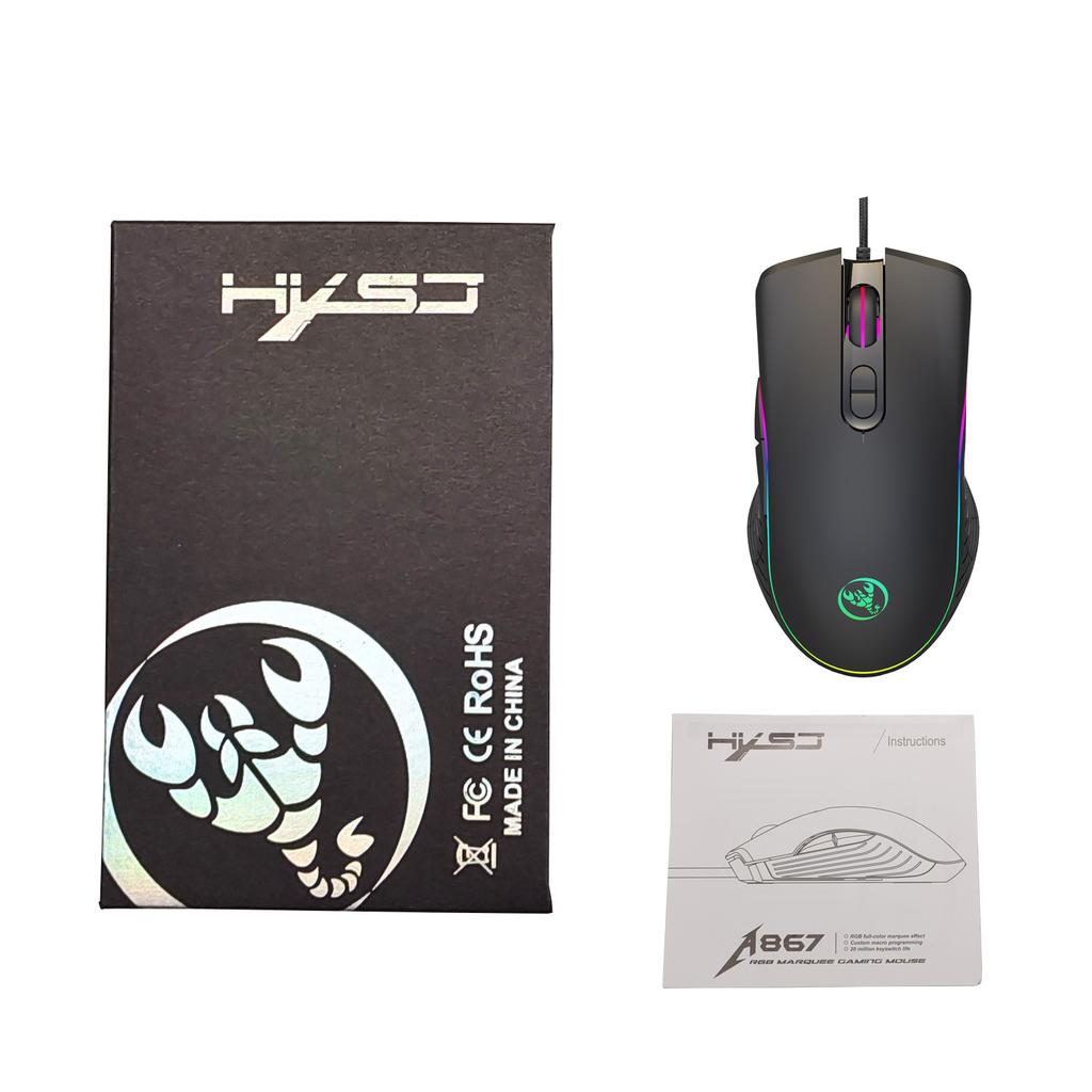 A867 Macro Programming Gaming Mouse RGB Backlight Wired 7-Key Matte Texture Multiple Lighting Modes