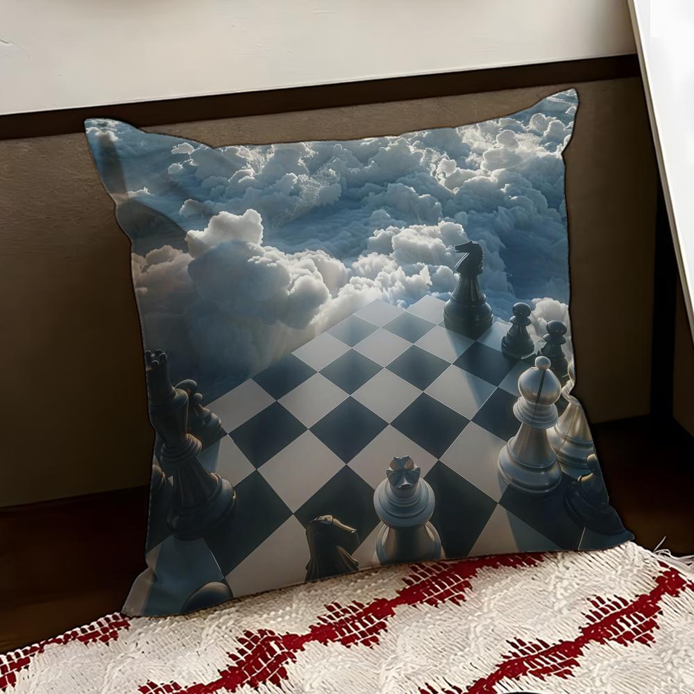 Classic Chess Cushion Cover Reversible Soft Durable Pillow Cover Home  Car MultiScene Use for Daily Comfort