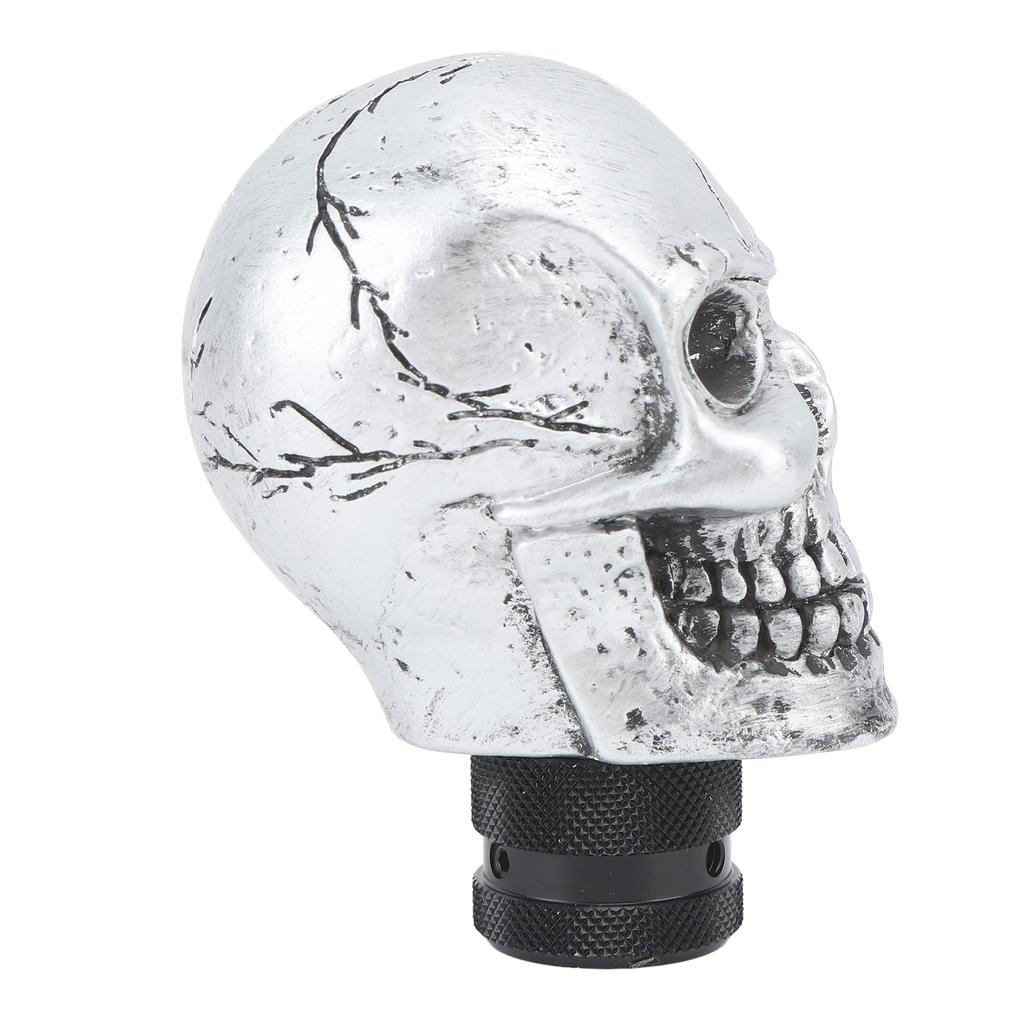 Skull Gear Shift Head Resin Shifter Knob Car Transmission Shifting Stick Handle for Most Manual Vehicles Silver