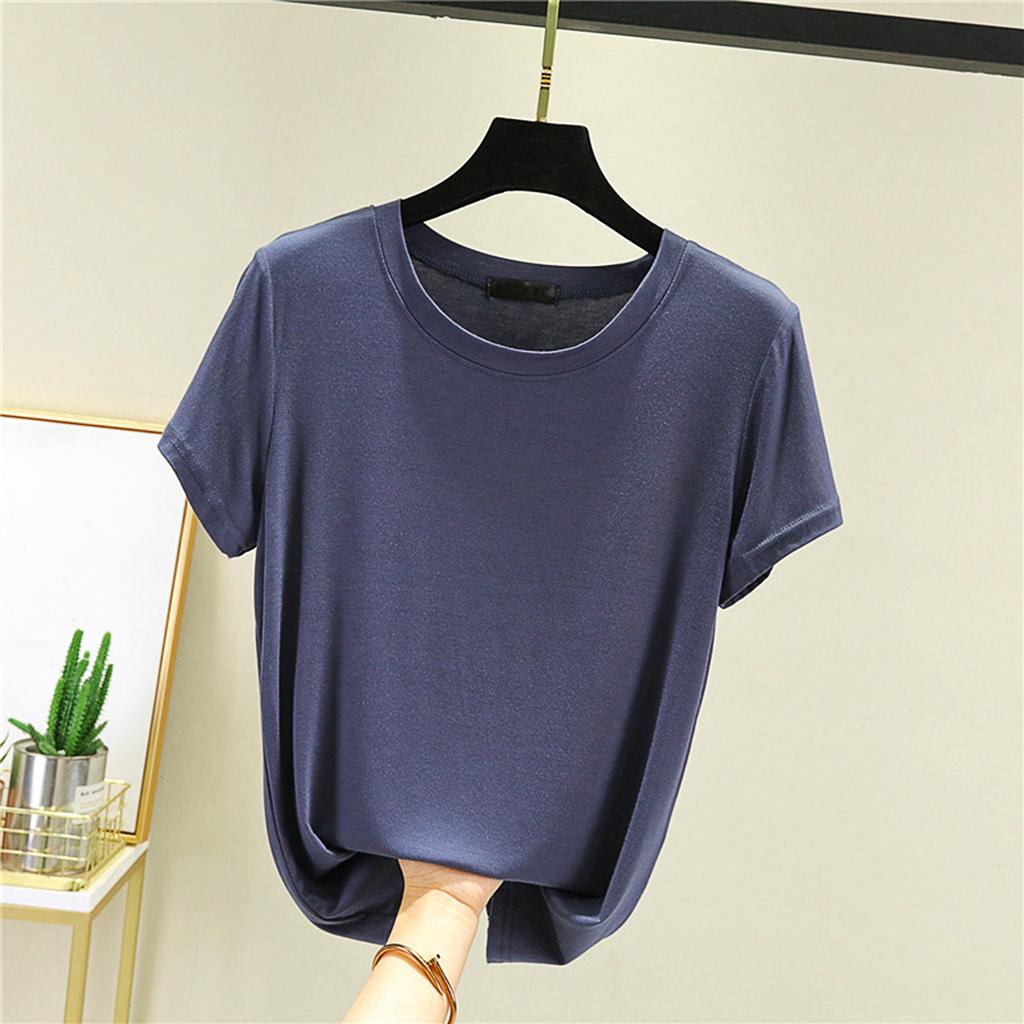 Round Neck Short Sleeved T-shirt For Women's Summer Thin Worn As A Base And Half Sleeved Top Inside