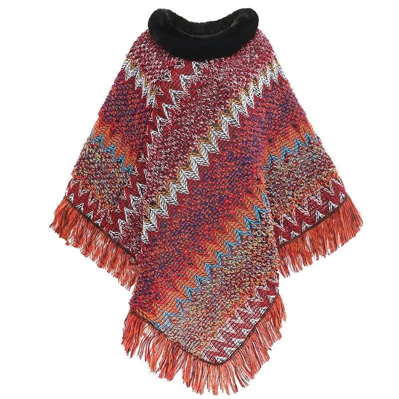 Herbst und Winter Neu Pelzkragen Strickschal, Thermopullover Cape, Schal Damen