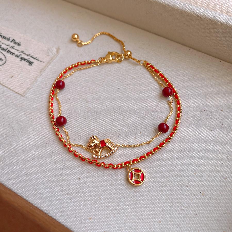 18k new Chinese style red rope natal year pony bracelet bracelet women's fashion jewelry