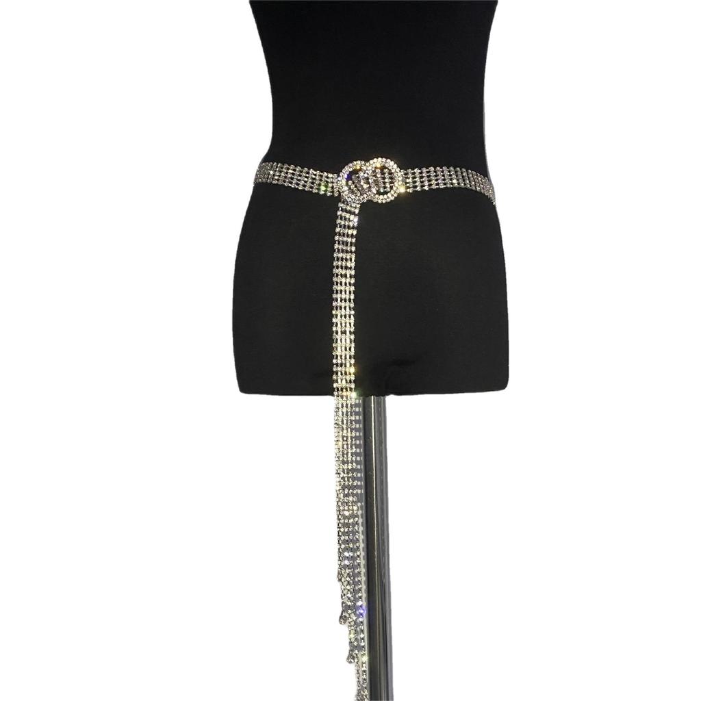 Cross-Border Hot Sale Waist Chain Rhinestone Full Tassel Belt Fashion All-Match Double Ring