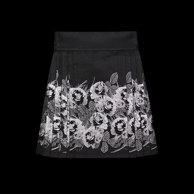 HECO New Chinese Style Woven Rose Horse-Face Skirt