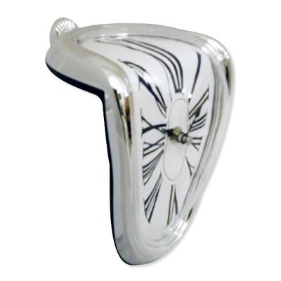 Salvador Dali Melting Effect Silver Flowing Clock