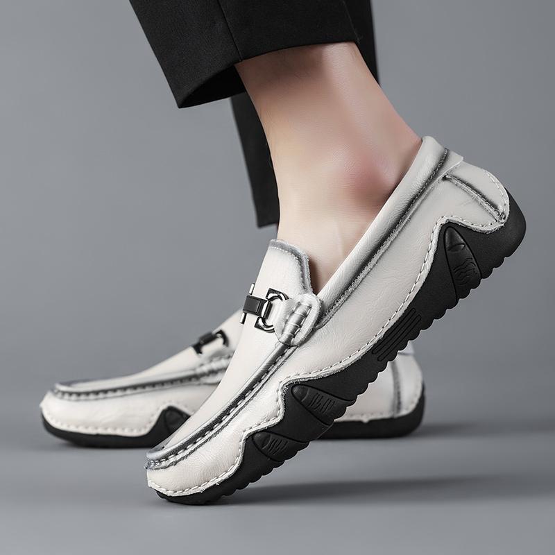 Men’s Moccasins White Loafer Brown Driving Shoes Flats Bussiness Shoes Slip-ons Plus Size Shoes