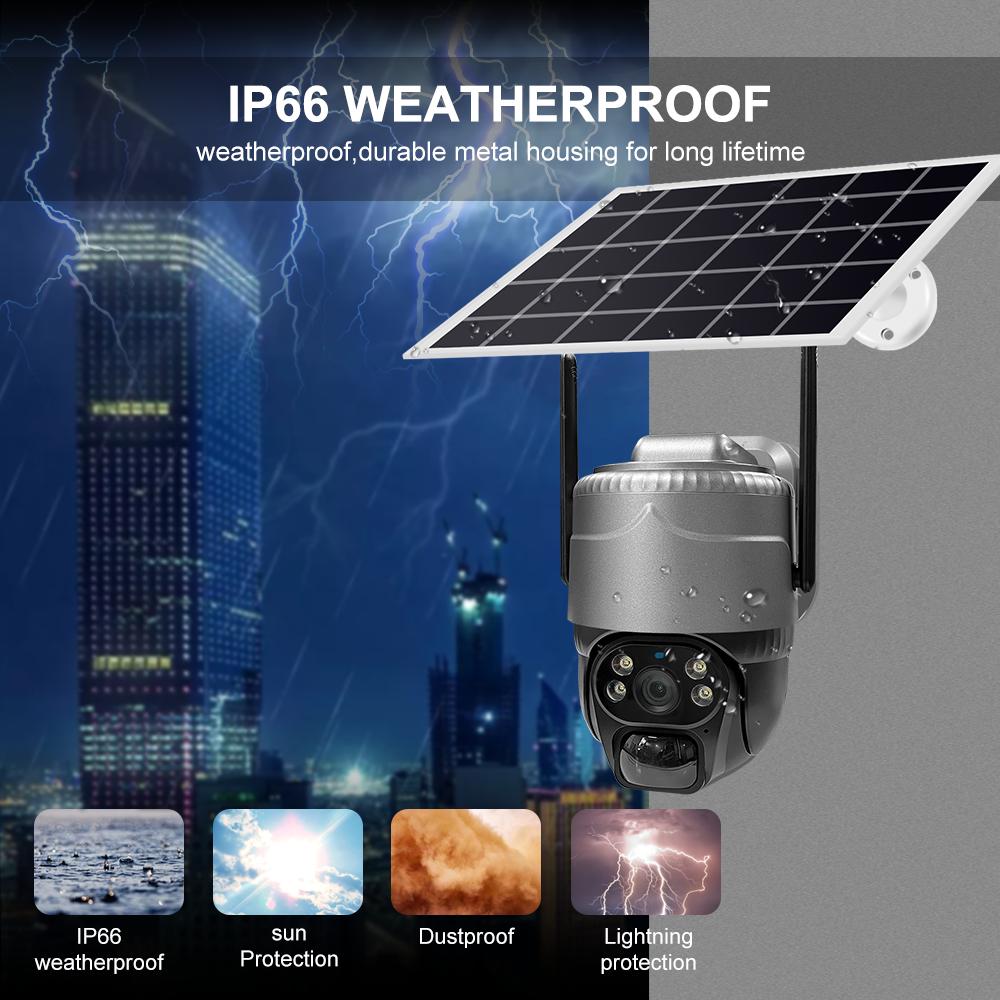 New 5MP HD Solar Camera 4G/WIFI Outdoor 4G Sim Built-in Battery Telecamera PTZ Auto Tracking Home Security Protection CCTV Camera