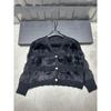 Miu Style 2025 Embroidered Mink Fur Knit Cardigan - Winter Loose Fit, Age-Reducing Versatile Outerwear