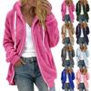 Moda feminina costura solta moletom com capuz manga comprida pelúcia zíper casaco