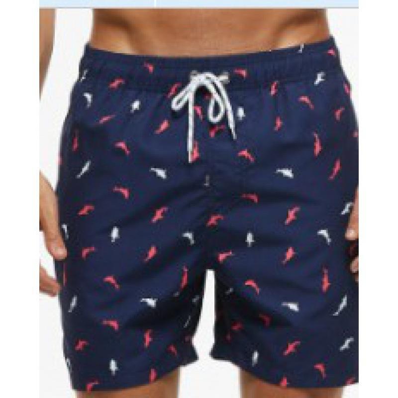 Men's Summer Casual Beach Shorts Palm Tree Print Quick Dry Drawstring Waist