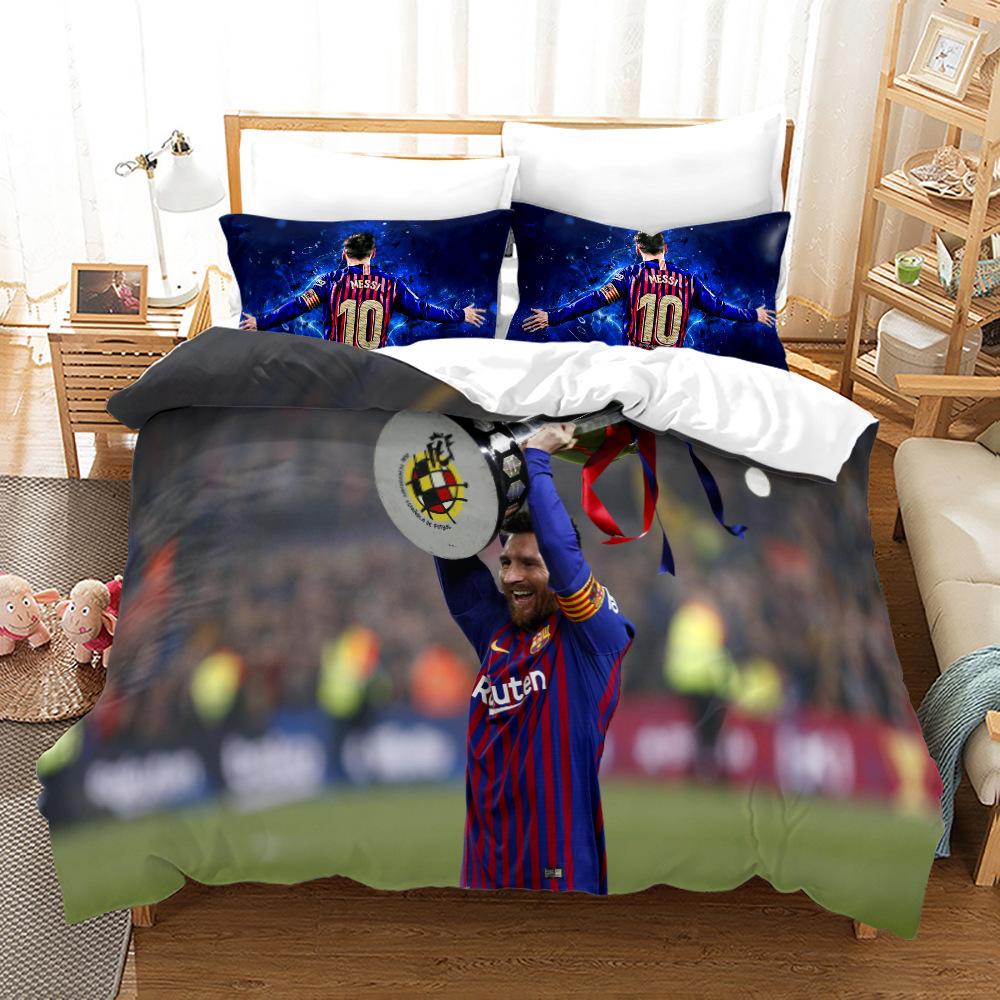 3D Three-Piece Size Football Quilt Cover Quilt Cover Home Textile