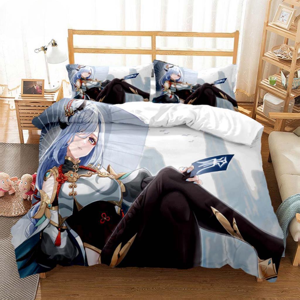 Anime Genshin Impact Animation Cartoon Soft And Comfortable Customizable Comforter Bedding Sets Bedding Set Luxury Quilt Cover